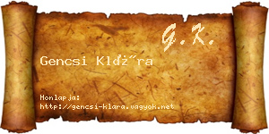 Gencsi Klára névjegykártya